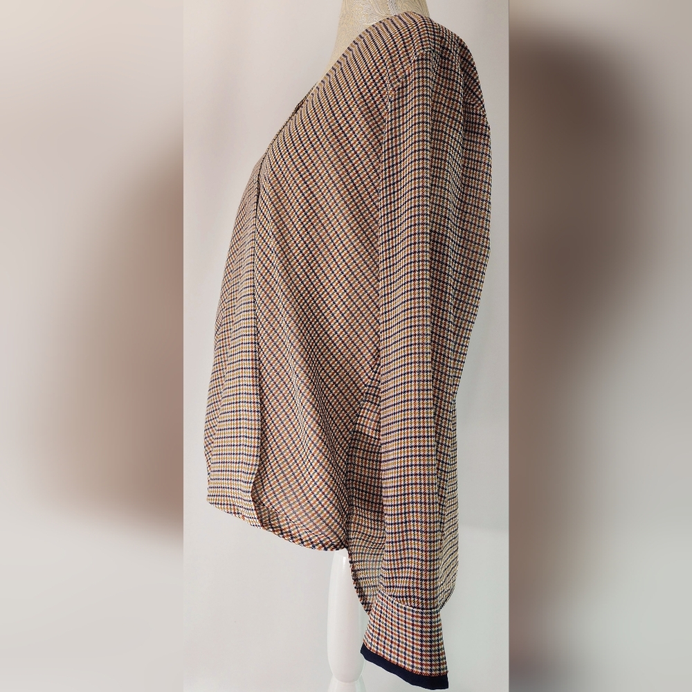 Dkny V-Neck Houndstooth Pattern Asymmetrical Blou… - image 2